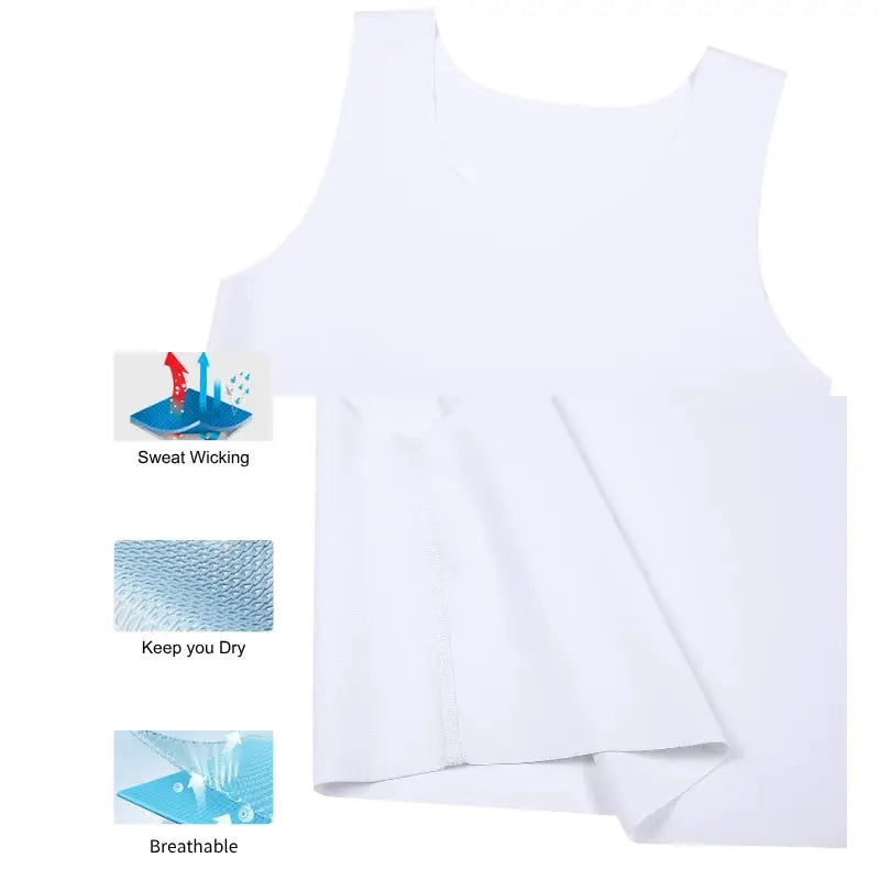 Men's seamless shaping sleeveless vest by Simples Market, white, breathable high-elasticity fabric