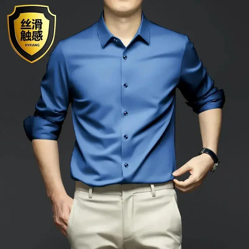 Mens Long Sleeve Non Iron Wrinkle Resistant Dress Shirt White For Business Professional Casual Wear S To 5XL
