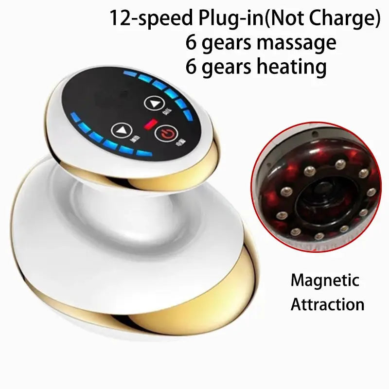 Electric cupping massage device with white and gold body and digital control panel