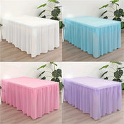 2 Piece Disposable Tablecloth Set With Long Skirting Rectangular Paper Table Covers Solid Color For Party