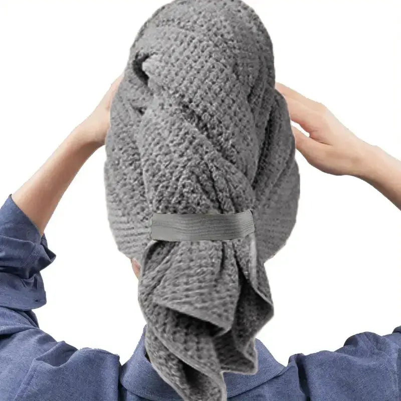 Extra Large Microfiber Hair Towel Wrap With Elastic Band Quick Dry Ultra Absorbent Soft Turban