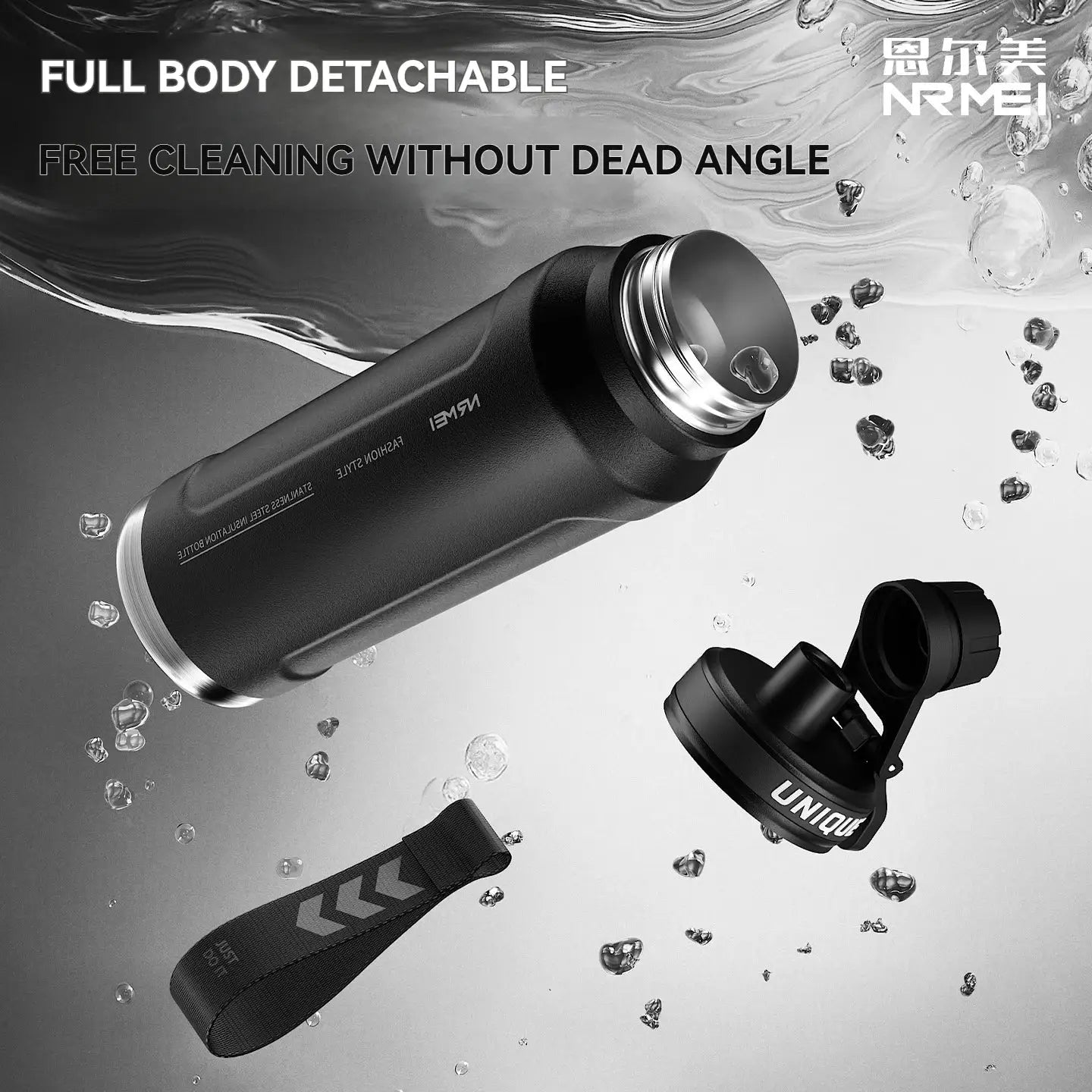 1L Insulated Stainless Steel Water Bottle Vacuum Flask With Handle