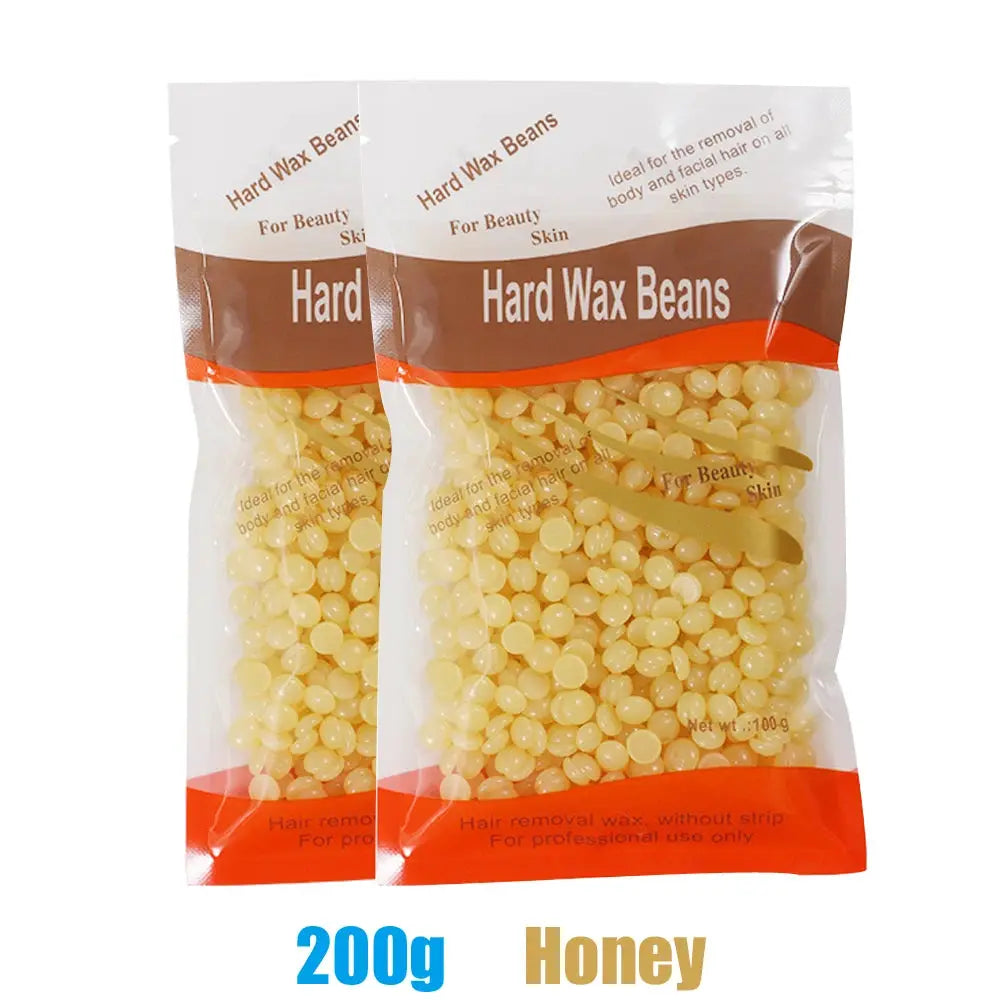 Hard Wax Beans, honey-colored, two bags for hair removal
