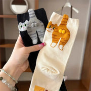 3D Cute Cat Socks Black And White Cotton Socks For Women And Girls Breathable Soft Kawaii Gift Sock Set