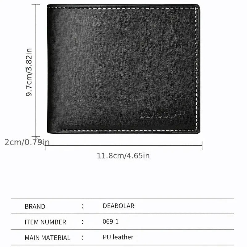Simples Market PU leather black slim folding men’s wallet with card holder