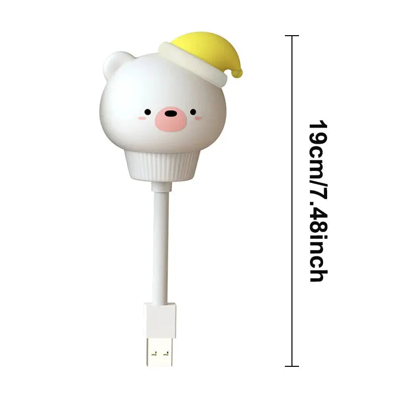 USB night light LED cute white bear head with yellow hat by Simples Market