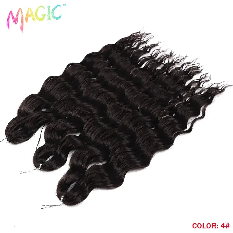 Anna Synthetic Hair 24in water-wave braiding extensions by Magic, 6 bundles, color 4#
