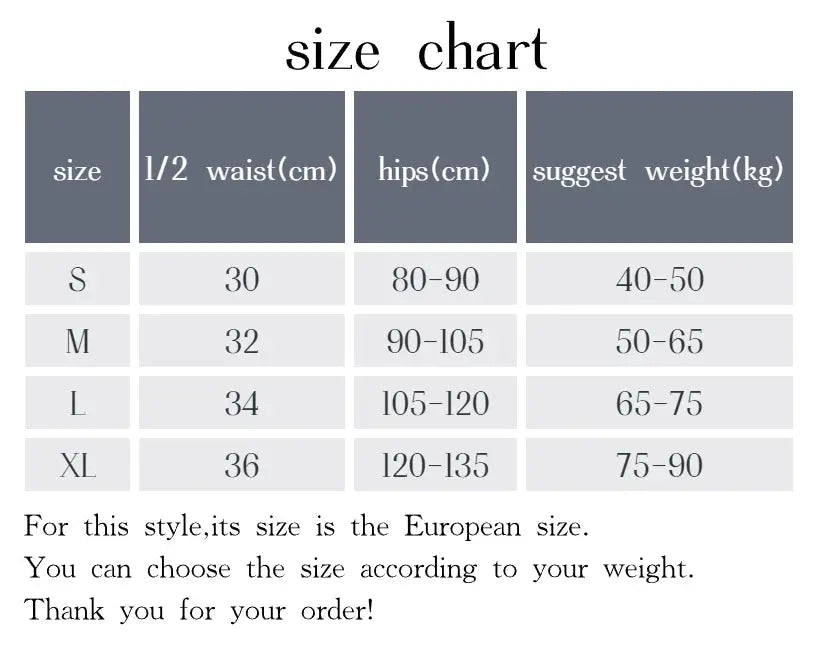 BZEL high-waist panties size chart by Simples Market, European S–XL with waist, hip measurements and weight ranges