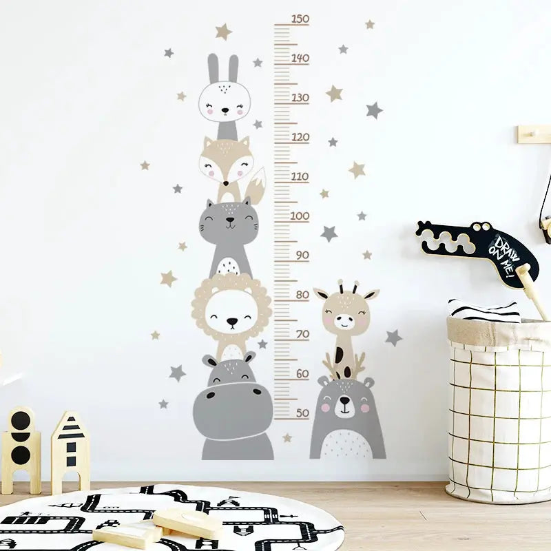 3PC Cartoon Animal Height Ruler Wall Sticker removable PVC, waterproof, kid room decor by Simples Market