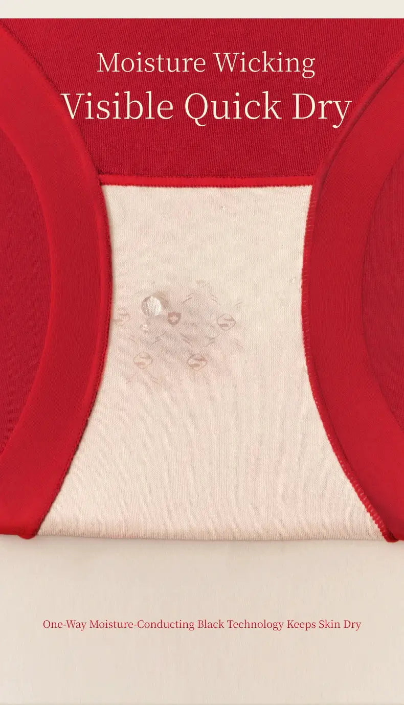 Simples Market SUJIIN 3Pcs women’s seamless no-show panties set; red waistband with beige center panel