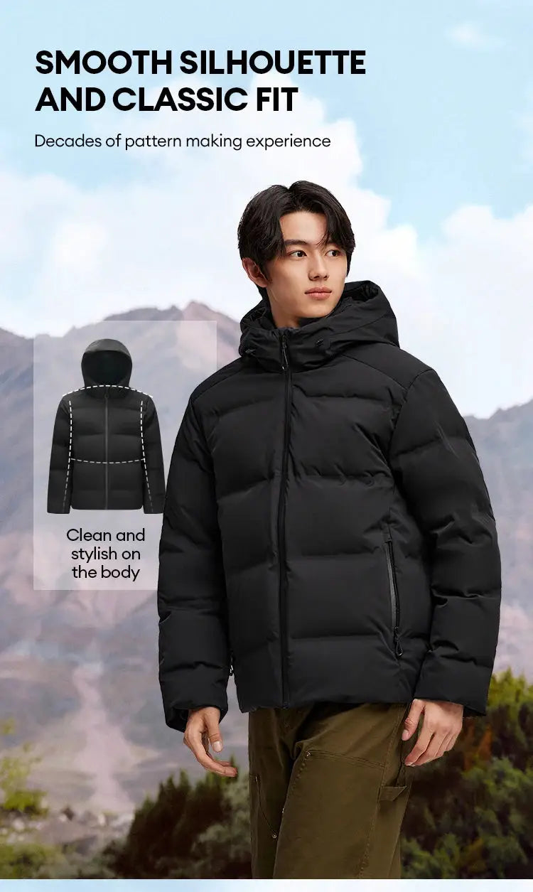Semir men's down jacket, black hooded puffer, waterproof outerwear