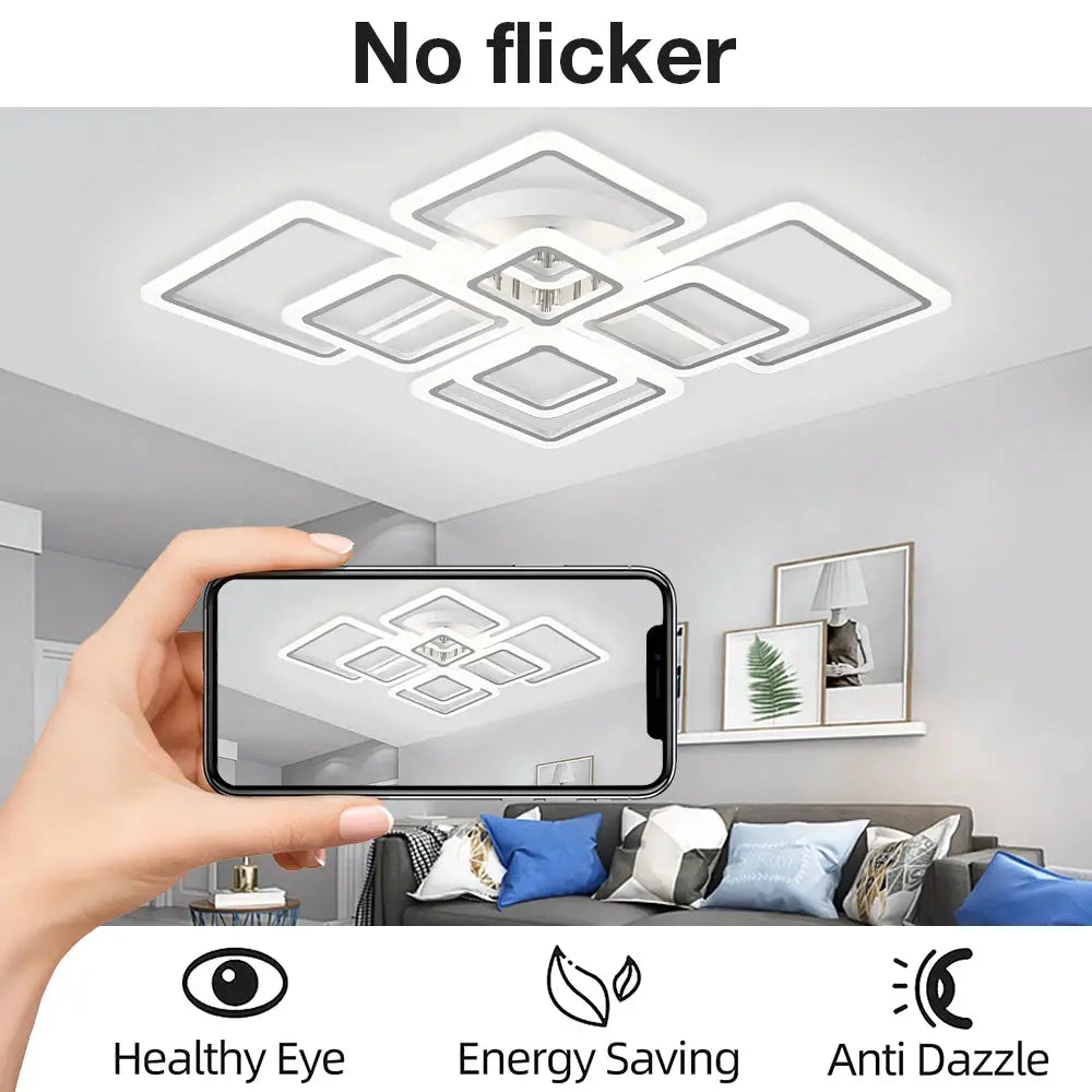 Nordic square LED ceiling pendant light with white metal frame by Simples Market