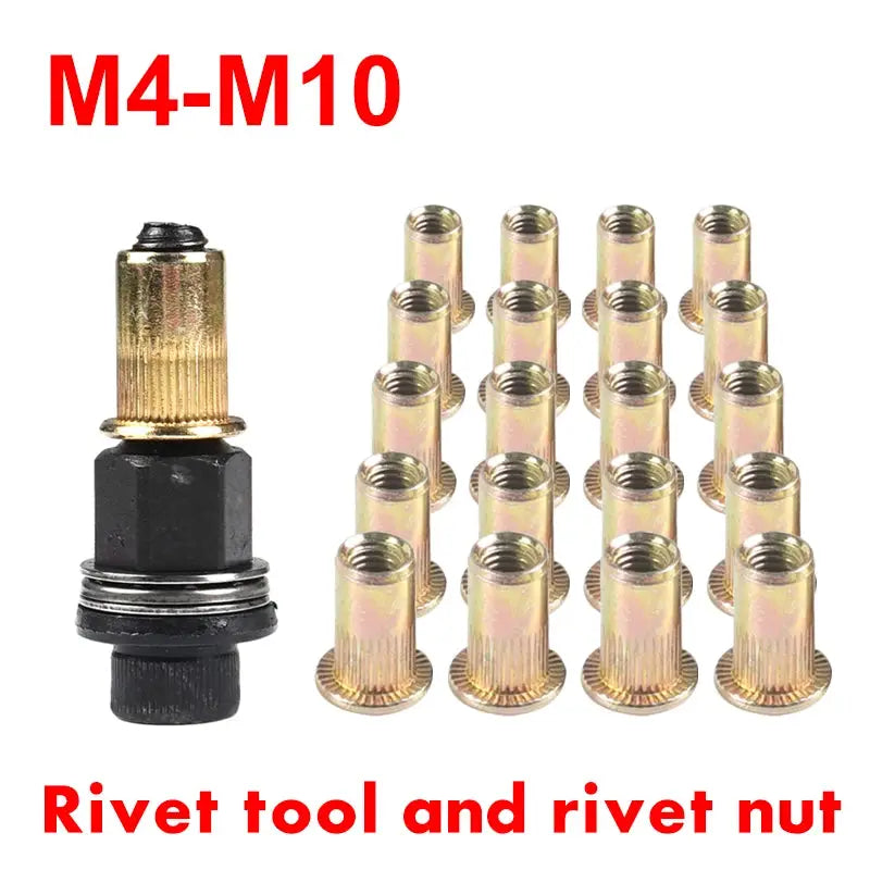 Hand Rivet Nut Tool Kit 21 Pcs Plus 1 Pcs Riveter for Nuts M4 M5 M6 M8 M10 Easy Installation