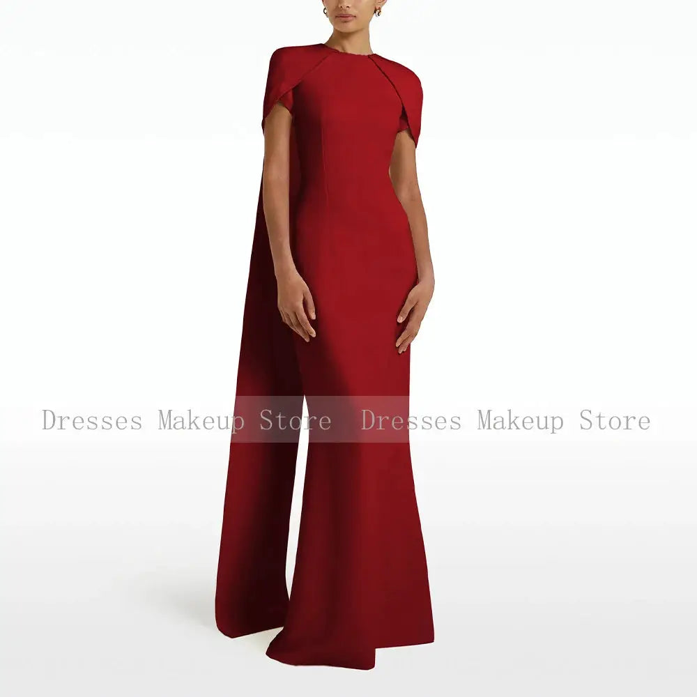 Hot Pink Mermaid Evening Dress O Neck Criss Cross Watteau Train Prom