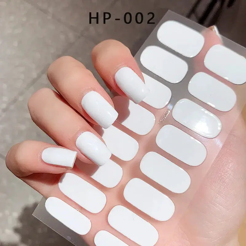 Semi-cured gel nail wraps white sheet by Simples Market HP-002 for full-cover nails