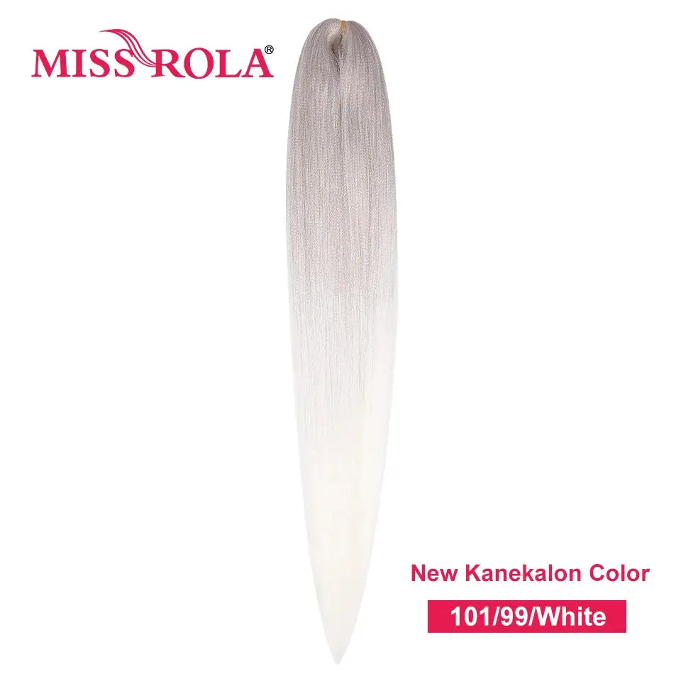 Miss Rola synthetic Kanekalon hair braid, 30in, pre-stretched yaki straight, gray-to-white ombre
