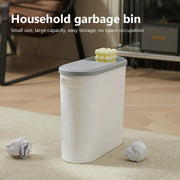 Simples Market bathroom trash can with gray lid, large-capacity white plastic bin