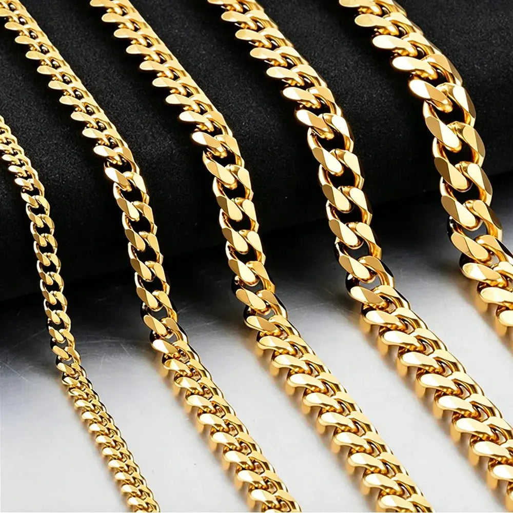 3mm Mens Cuban Link Chain Necklace Stainless Steel Jewelry Fashion for Men Trendy Gift Idea