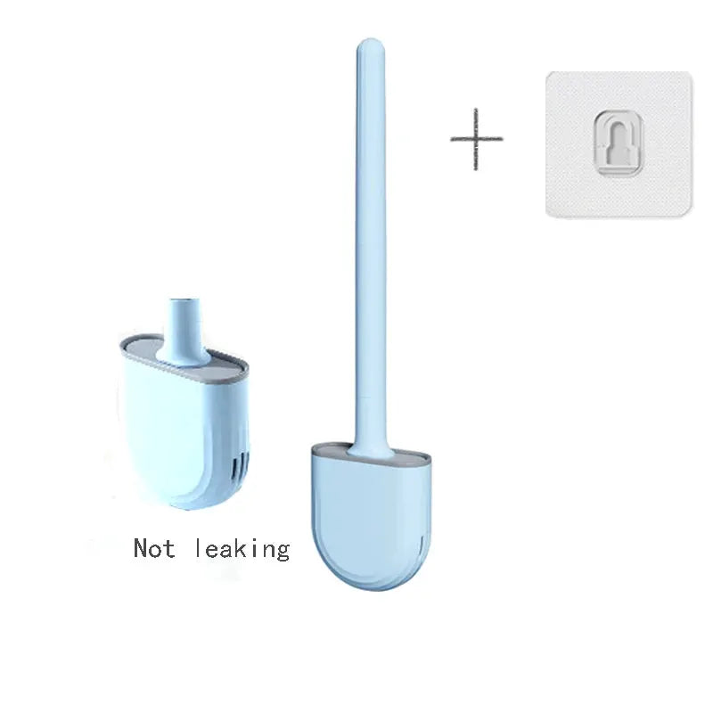 CleanNest Wall Hanging Toilet Brush With Holder Long Handle Silicone Brush Soft Bristles For Rim Cleaning