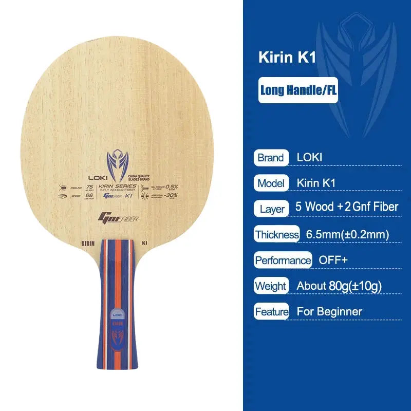 Loki Kirin K1 K2 K3 Table Tennis Blade FL Grip 7 Ply Off Plus Carbon GF Fiber Pure Wood Beginner Paddle