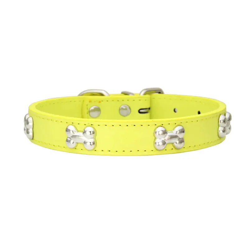 Bone Leather Durable Pet Collar For Dogs And Cats Puppies Pugs Chihuahuas Small And Large