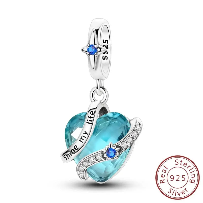925 Sterling Silver Charms Beads Forever Love Heart Dangle For Bracelet Women Jewelry Gift Sister Family Life