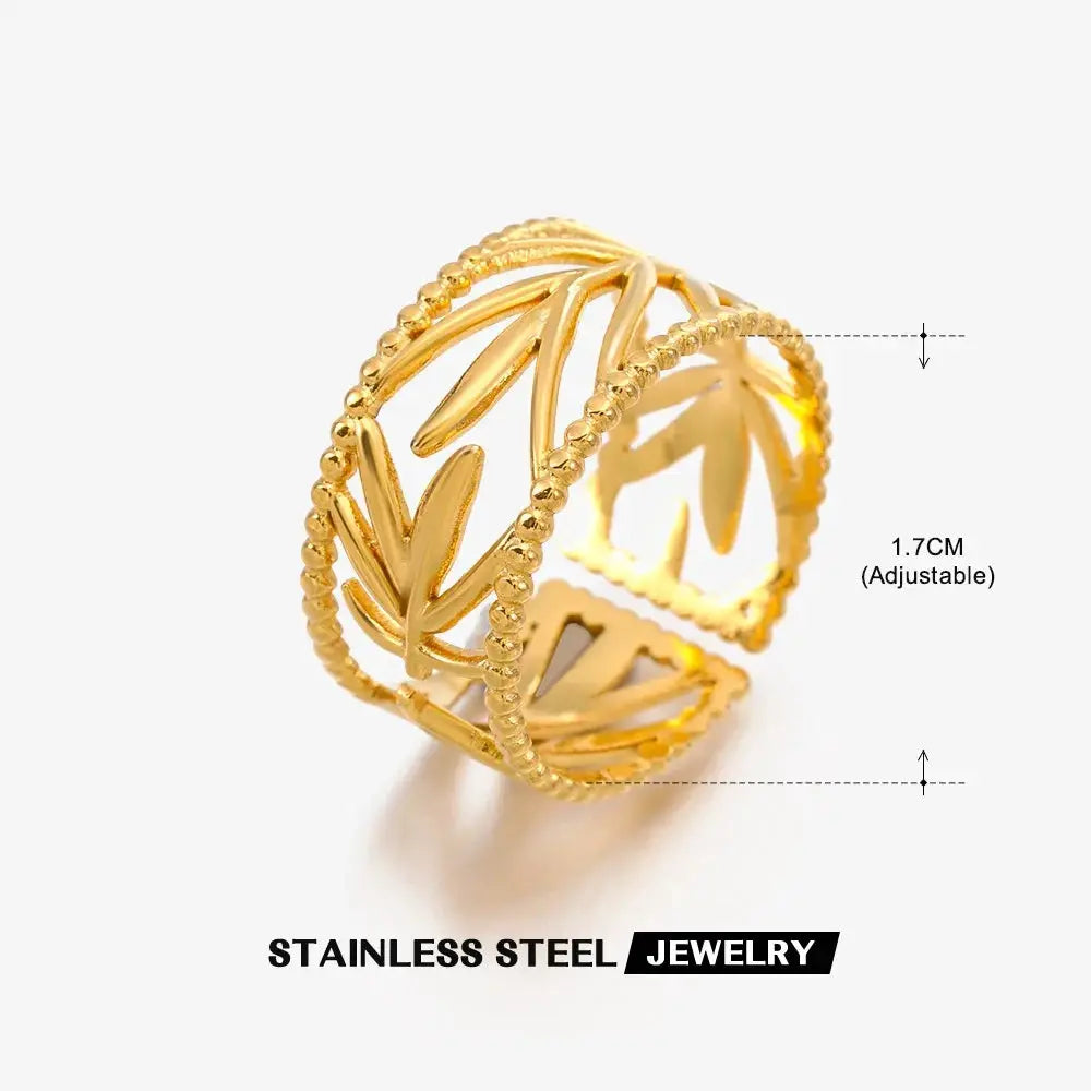 316L Stainless Steel Shell Rings For Women Adjustable Gold Color Little Star Open Rings Jewelry For Weddings Trendy