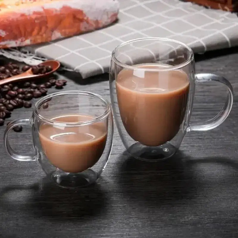 Double Bottom Wall Glass Tumbler Set For Coffee Tea Whiskey Vodka Wine Heat Resistant Drinkware