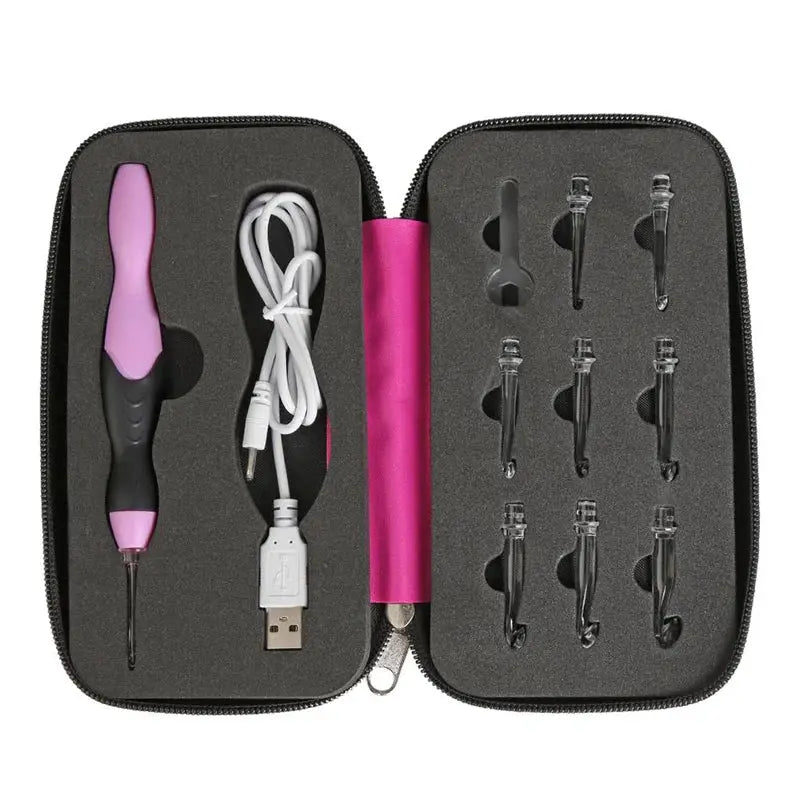 9 In 1 Light Up Crochet Hook Set USB Rechargeable Ergonomic Crochet Hooks LED Lighted Knitting Tools With Case