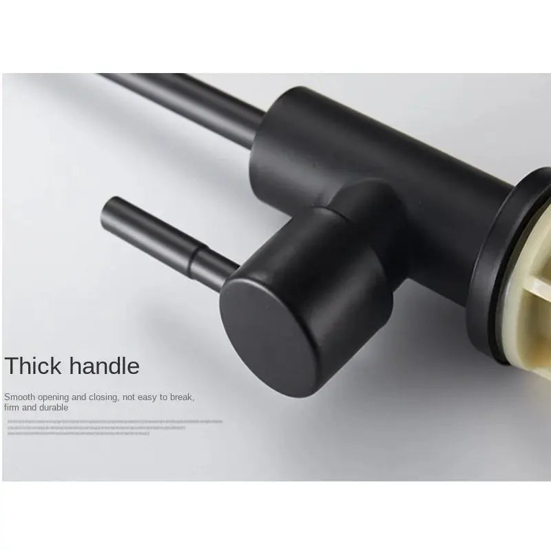 Kitchen water purifier faucet in black 304 stainless steel with a thick rotatable handle