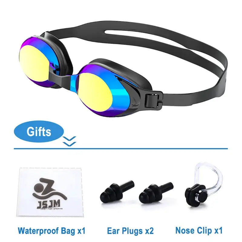 JSJM Professional Anti Fog Swimming Goggles For Adults UV Protection Adjustable Silicone Fit Unisex Design Men Women