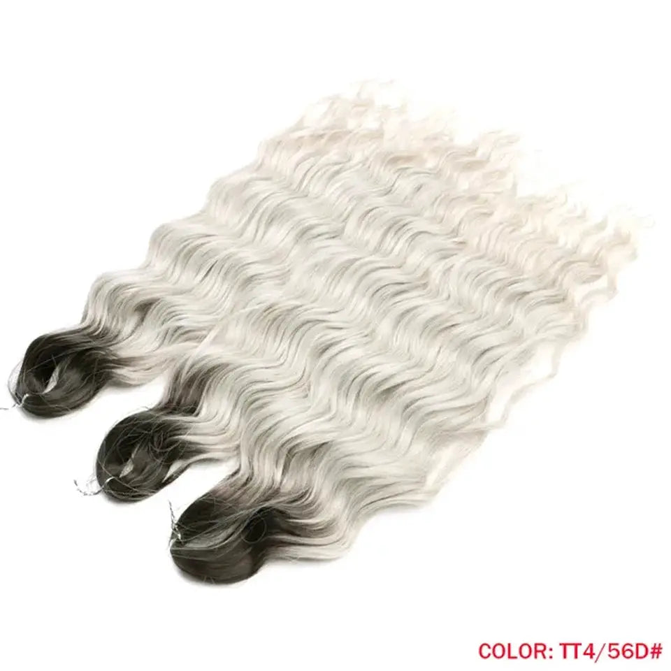 Noble Hair synthetic loose deep wave braiding extensions 3 bundles 24in ombre blonde to dark brown crochet water wave