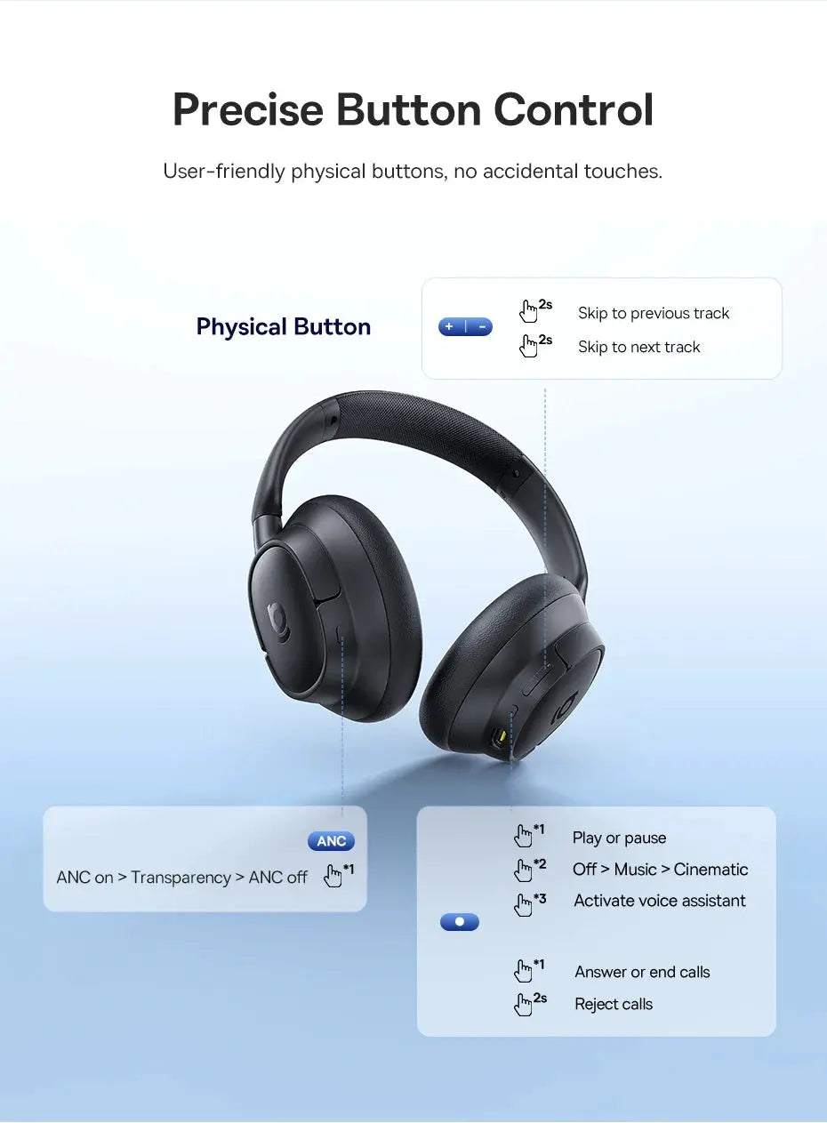 Baseus Bass EH10 NC wireless over-ear headphones, black, Bluetooth 6.0 with ANC