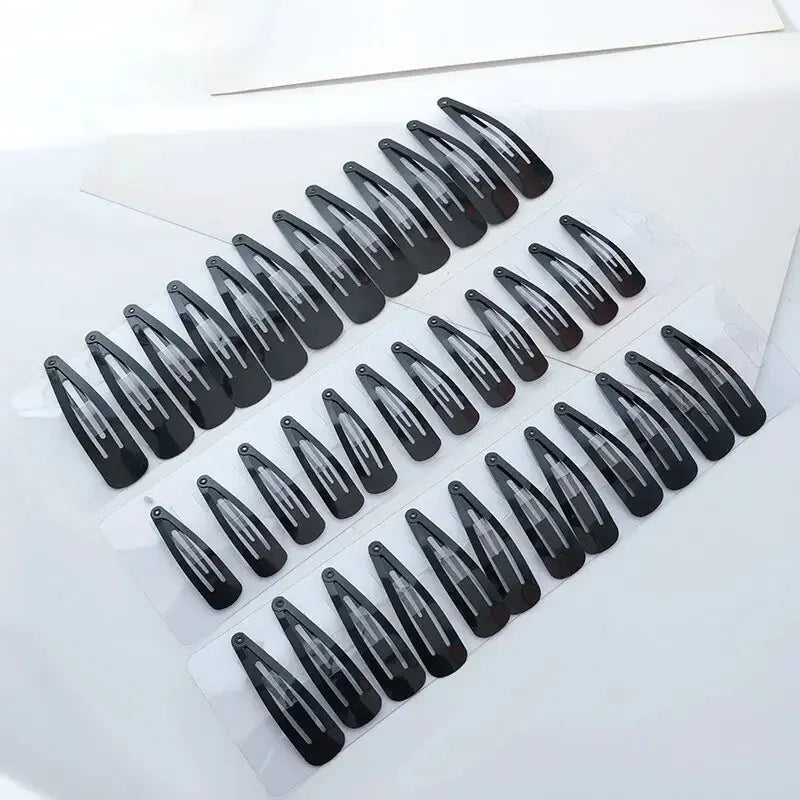 LuxeLoom Black Tassel Hair Clips Pack Of 36 Durable Electrophoretic Iron Secure Hold For All Ages