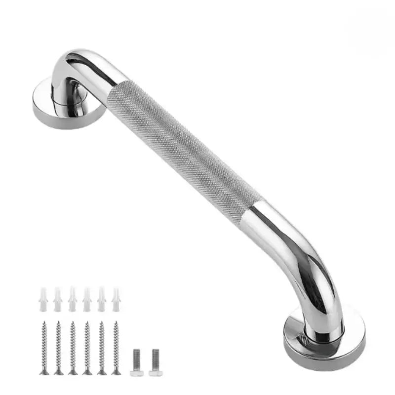 Bathroom grab bar by Simples Market, stainless steel with textured anti-slip grip and mounting hardware.