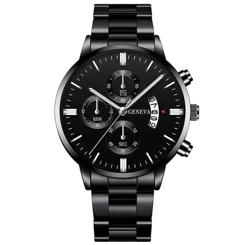 LuxeTime Men's Luxury Stainless Steel Watch With Calendar Quartz Movement Minimalist Business Timepiece
