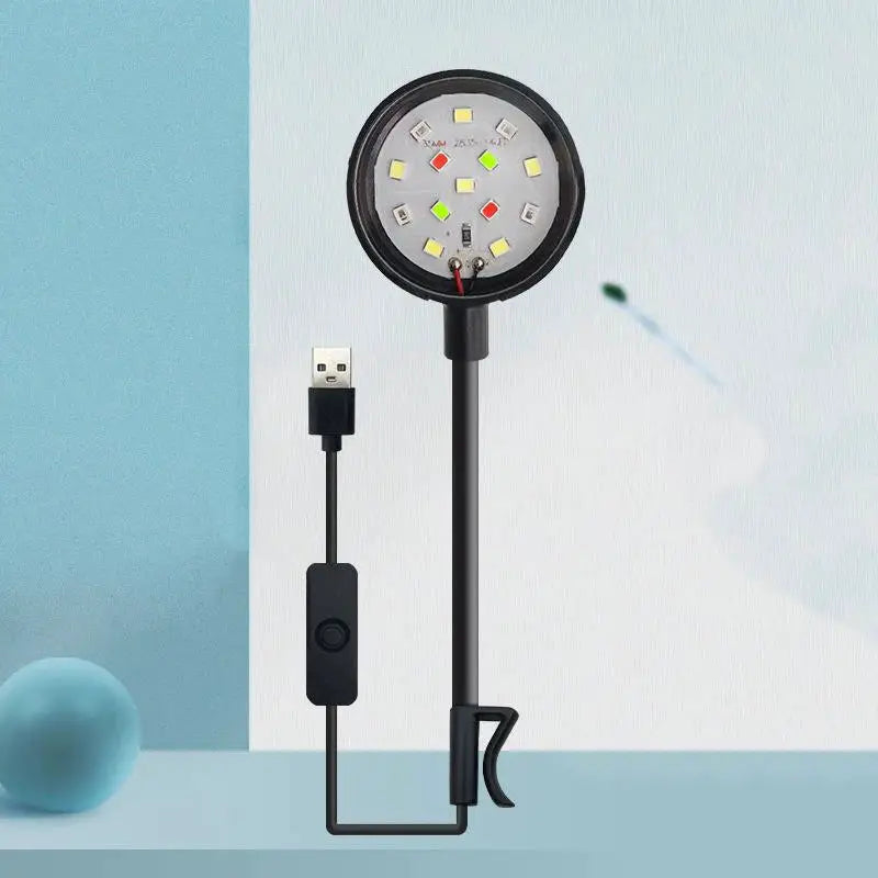 Aquarium Light USB Clip On Full Spectrum LED For Small Fish Tank With Adjustable 360 Degree Rotation