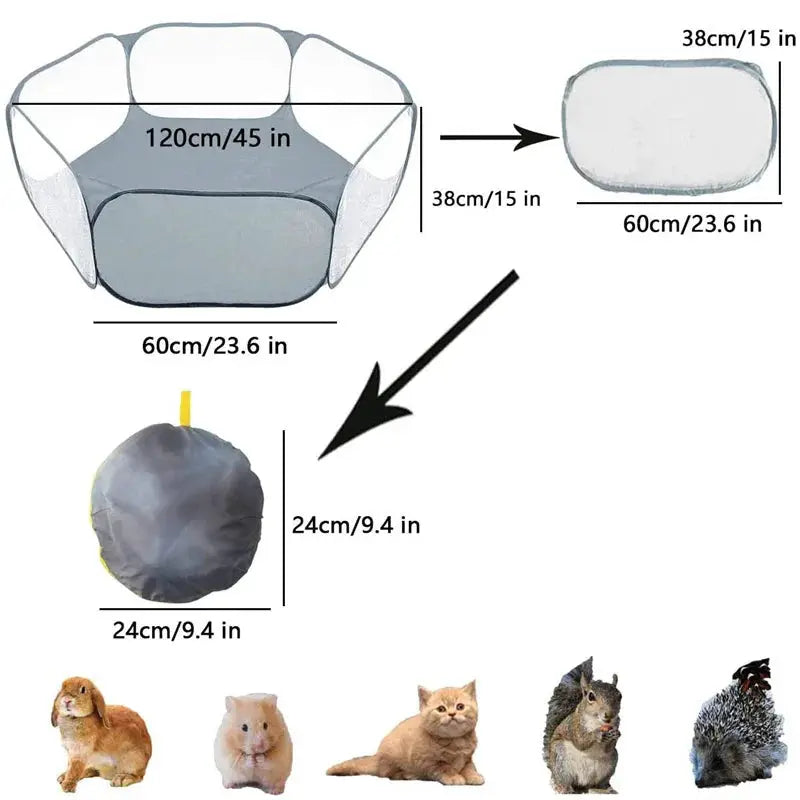 Portable Transparent Small Pet Cage Tent Playpen For Dogs Cats Hamsters Rabbits Guinea Pigs Open Folding Yard Fence