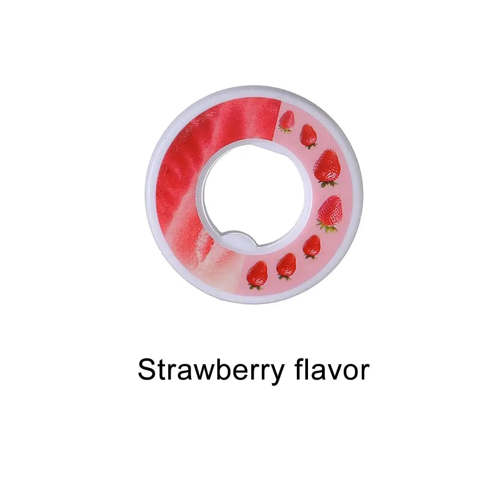 Air flavor pod for water bottle, pink ring with strawberry illustrations.