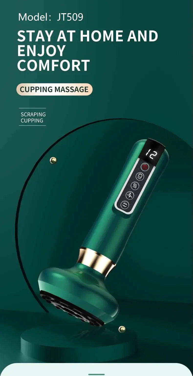 Simples Market electric massager wand with green body, round head, and digital control panel