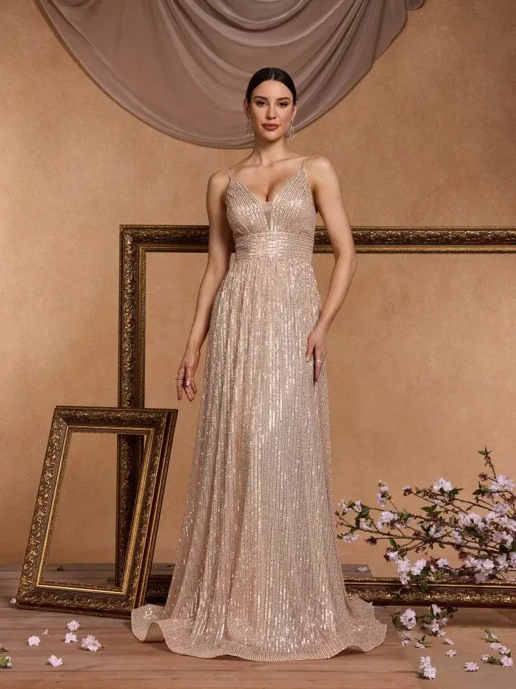 Elegant Backless Sequined Mermaid Evening Gown For Weddings And Proms
