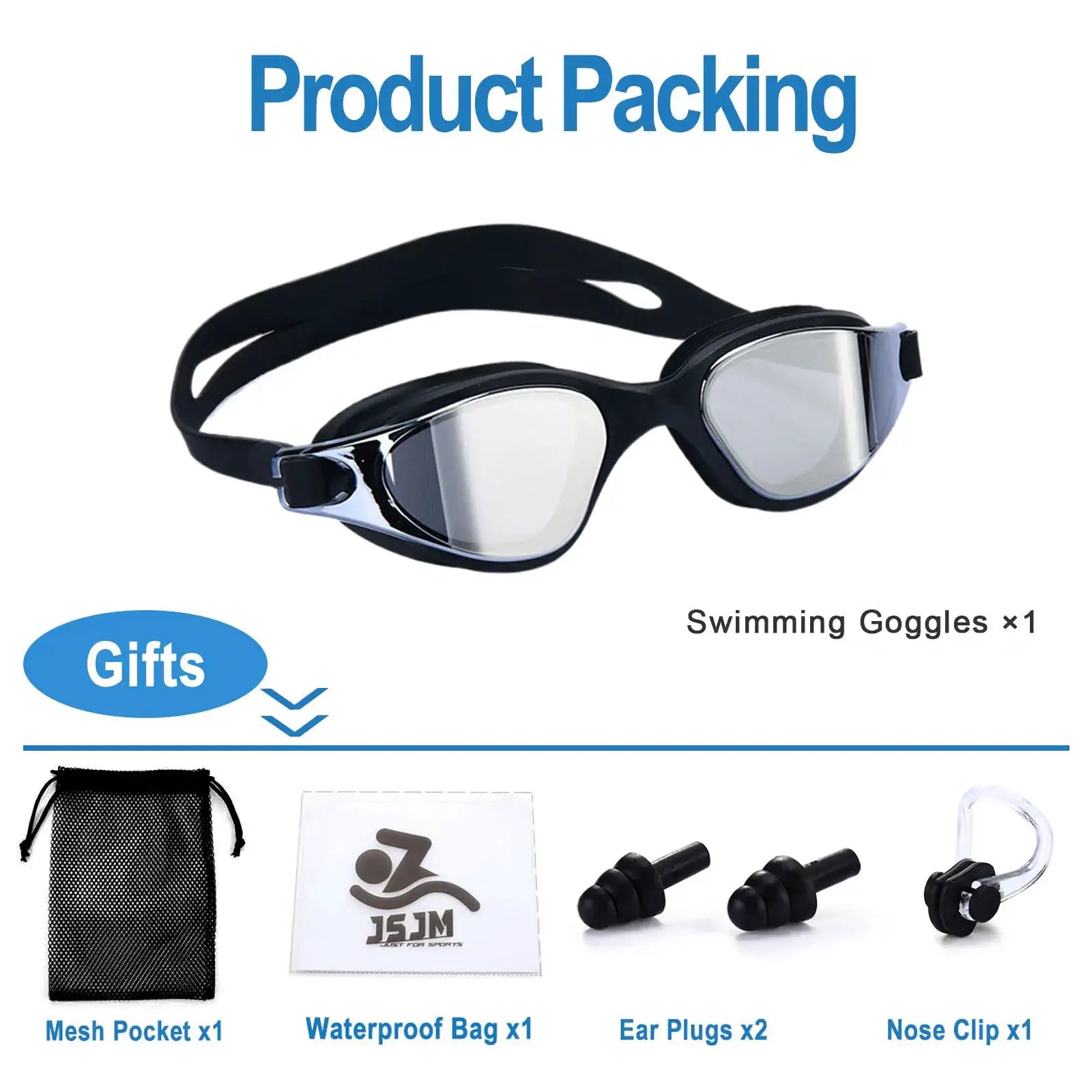 Unisex Adult Swimming Goggles Anti Fog Swim Glasses Adjustable Silicone Strap Waterproof Eyewear