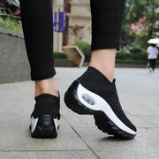 StrideEase Womens Walking Trainers Fly Weave Sock Sneakers Breathable Air Mesh Uppers Slip On Comfort