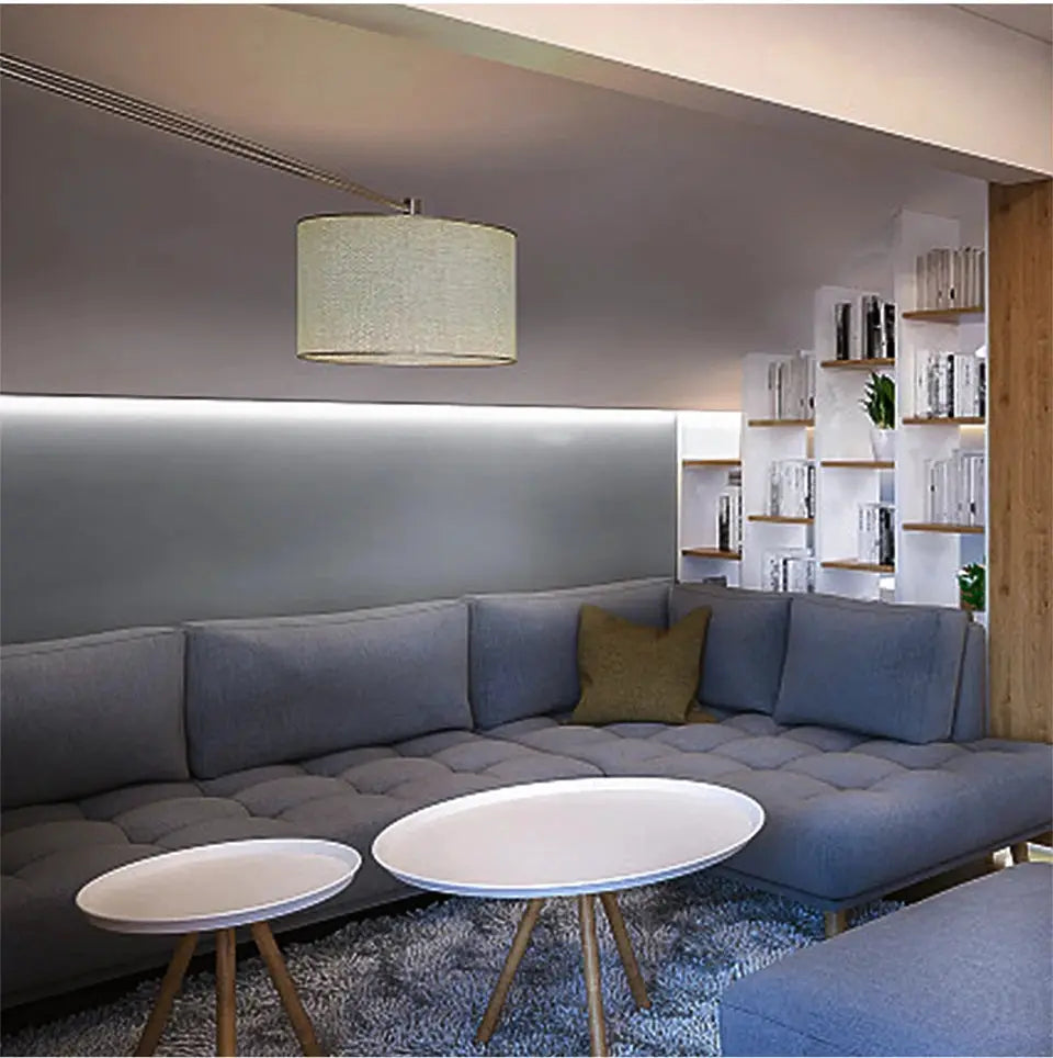Simples Market COB LED strip light; flexible waterproof LED tape with EU/US plug, cool white glow along living room wall