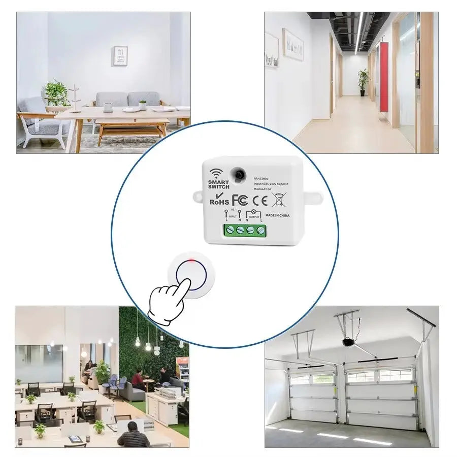 RF 433MHz Wireless 10A Relay Light Switch 220V 110V Mini Round Button Wall Panel Switch For LED Lamp