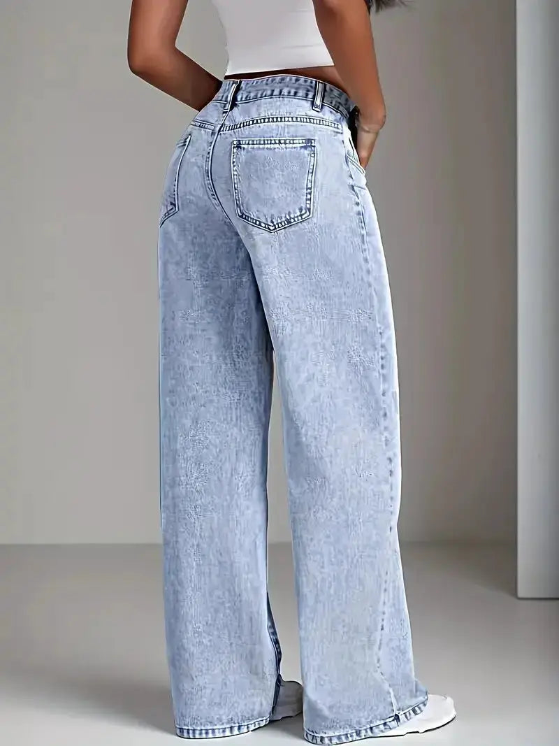 2026 Womens Loose Wide Leg Denim Jeans Baggy Streetwear All Season