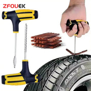 Tire repair tool kit by ZFOUEK with tubeless plug rods and rubber strips