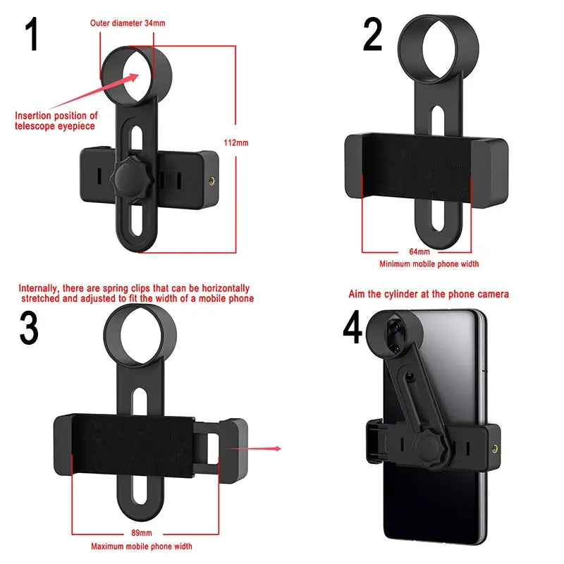 Simples Market Monocular Telescope Upgrade 2000X24 HD with phone adapter; black pocket monocular for stargazing