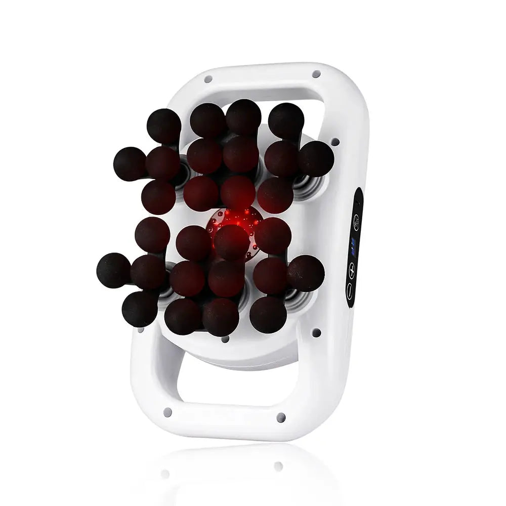 Simples Market 30-head massage gun in white with black heads for full-body fascia relief
