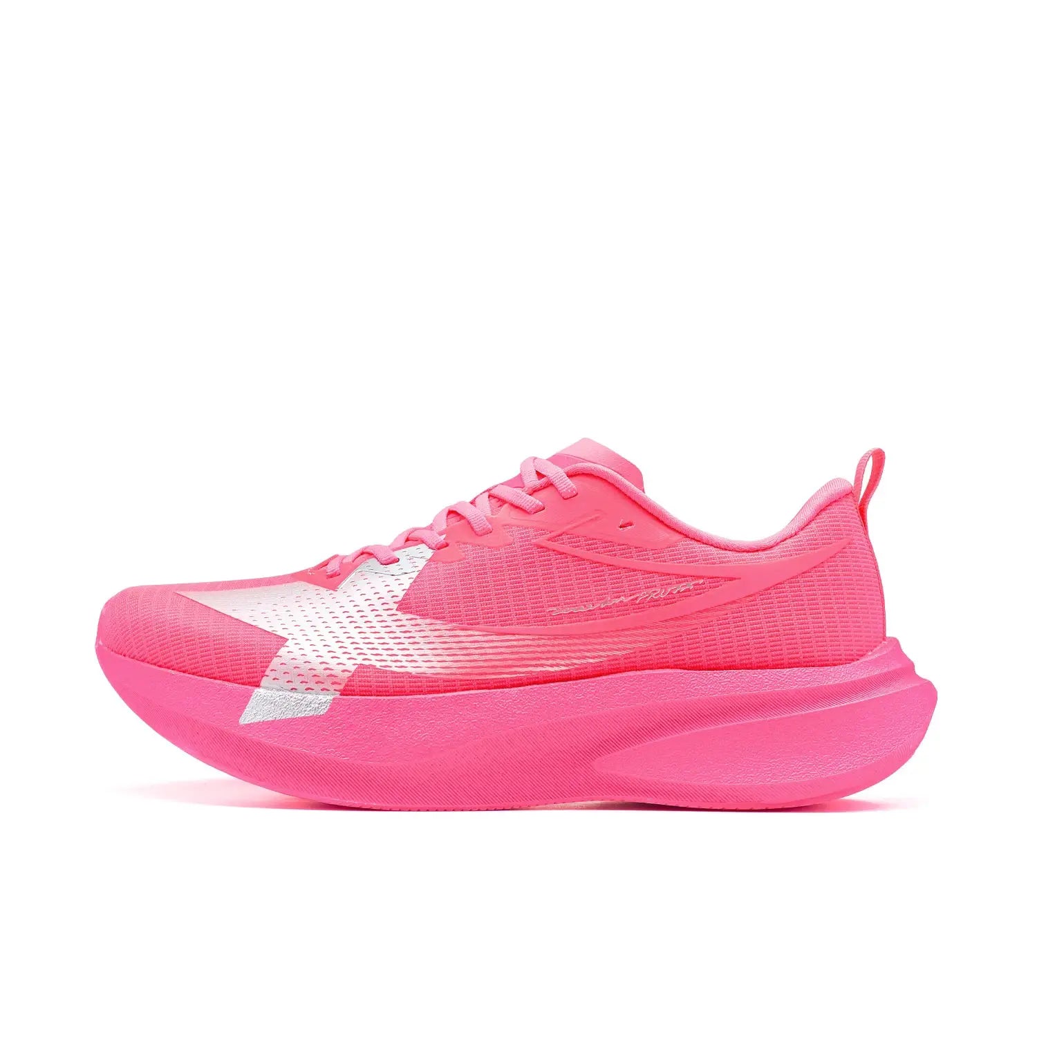 XTEP 2000km PRO men's pink running shoe with white mesh panel and chunky sole